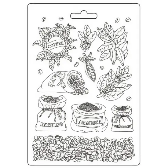 Stamperia Soft Maxi Mould A5-Coffee And Chocolate Coffee {1}