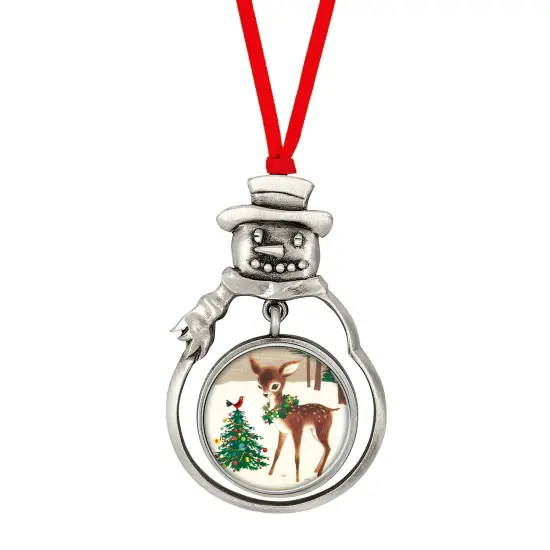 JFK Half Dollar Snowman Ornament With Colorized Reindeer Coin {1}