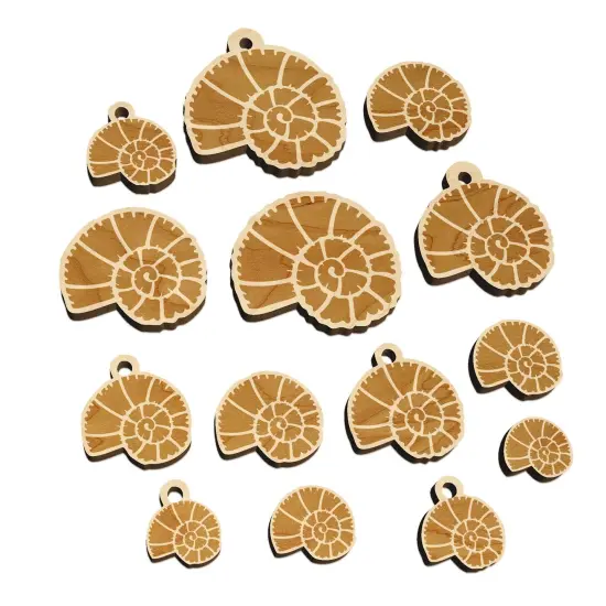 Spiral Ammonite Fossil Marine Mollusk Mini Wood Shape Charms Jewelry DIY Craft {7}