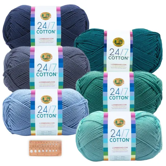 Lion Brand Yarn - 24/7 Cotton - 6 Skein Assortments Mountain {2}