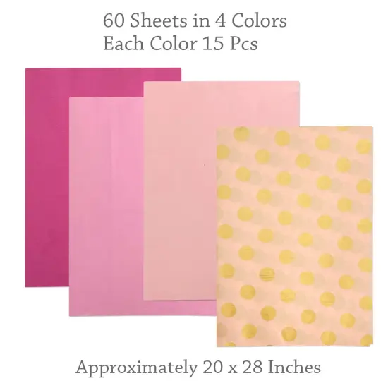 Wrapables Tissue Paper 20 x 28 Inch for Gift Wrapping, Arts & Crafts, Paper Flowers, Garlands, Tassels (60 Sheets) Pink {2}