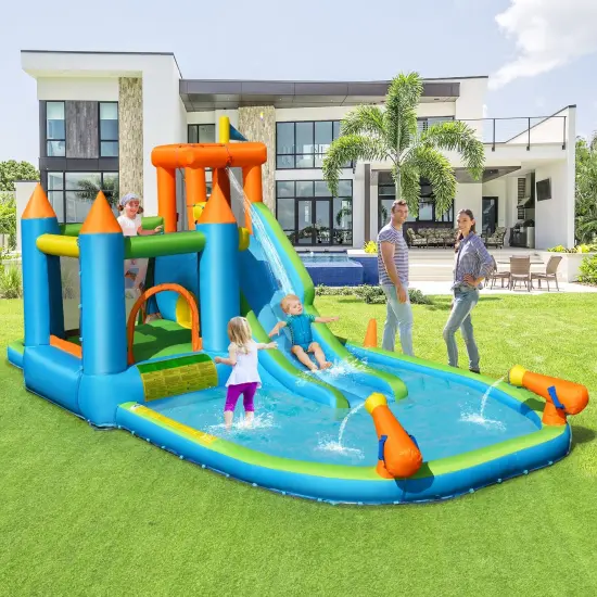 Inflatable Water Slide Kids Bounce House Splash Water Pool {1}