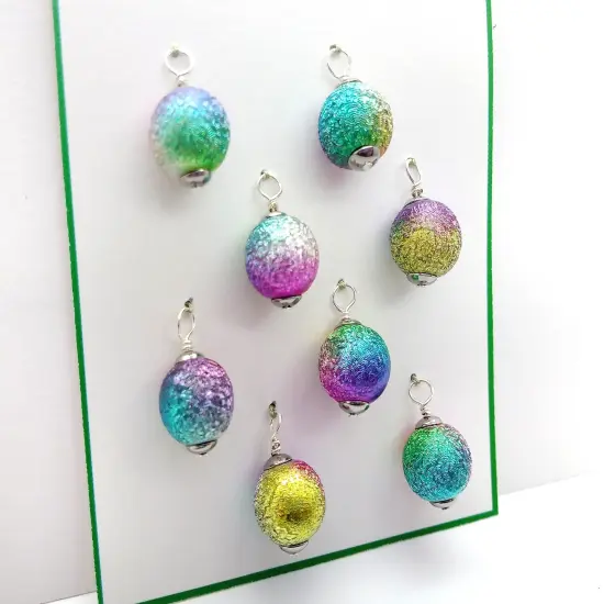 Rainbow Metallic Miniature Christmas Ornaments, Set of 8 pcs with Hooks for Mini Trees, Adorabilities {5}