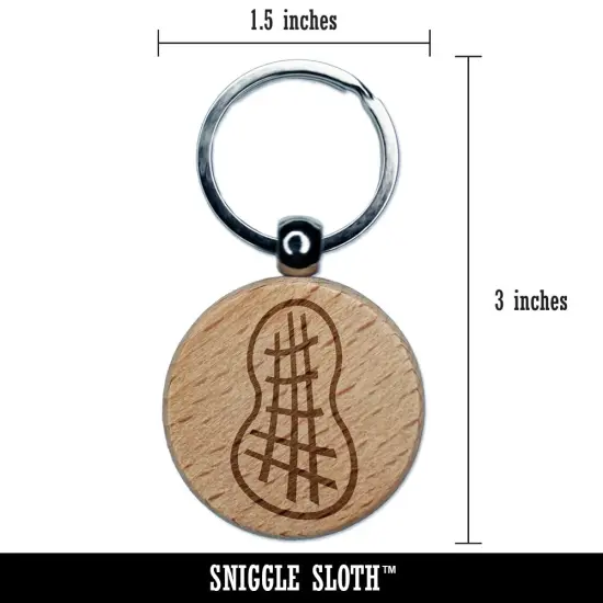 Peanut Doodle Engraved Wood Round Keychain Tag Charm {2}