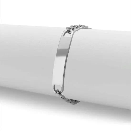 Stainless Steel Blank ID Curved Bar Bracelet {5}