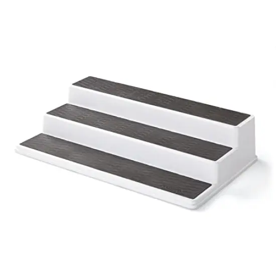 Non-Skid 3-Tier Spice Pantry Kitchen Cabinet Organizer, 15-Inch, White/Gray {2}
