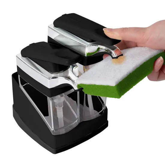 Sink Sider Duo with Sponge Storage in Black for Dish and Hand Soap {2}