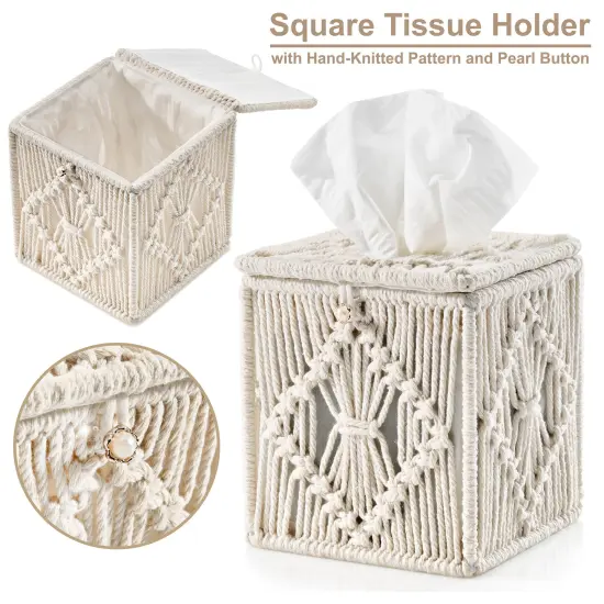 Sorbus Paper Rope Bathroom Baskets & Tissue Holder 3 Piece Set White {6}