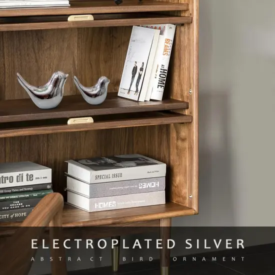 2 Pieces Small Birds Statues Home Decor Modern Style Birds Decorative Ornaments for Living Room, Bedroom, Office Desktop, Cabinets ( Silver Birds) {6}