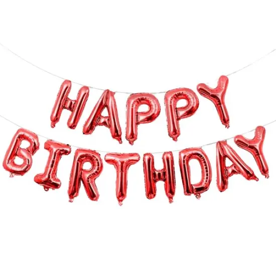 Happy Birthday Balloons Banner for Self-Inflating Party Decoration Red {1}