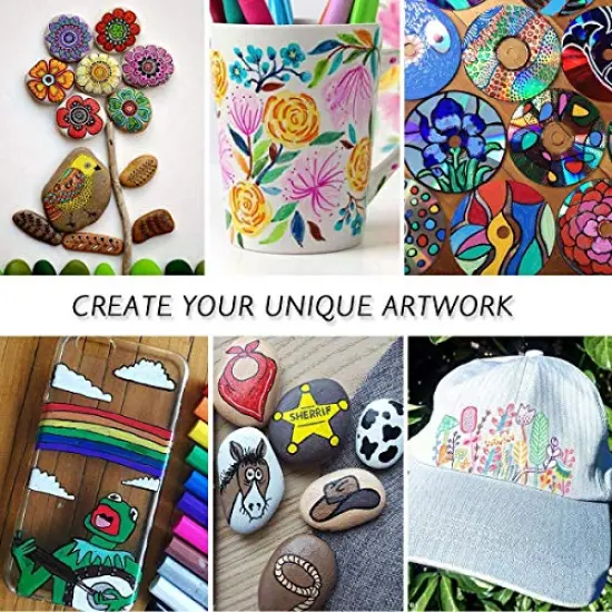 35 Premium Acrylic Paint Marker Pens, Double Pack of Both Extra Fine and Medium Tip, for Rock Painting, Mug, Ceramic, Glass, Wood, Fabric, Canvas, Metal, Pumpkin, DIY Crafts Making Art Supplies {6}