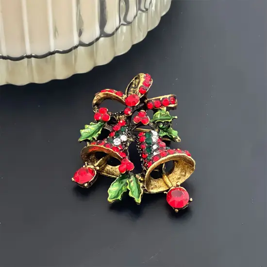 Wrapables Christmas Crystal Rhinestone Brooch Pin, Bells {4}