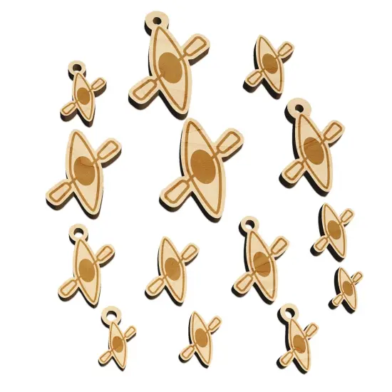 Kayak with Paddle Icon Mini Wood Shape Charms Jewelry DIY Craft {7}
