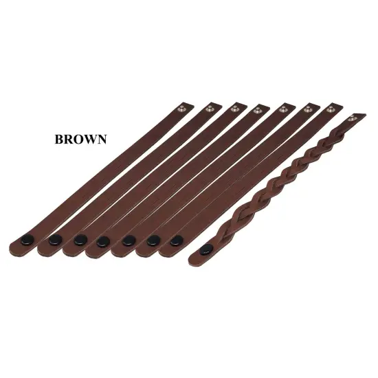 Mystery Braid Leather Bracelets Kit-8 Pack Leather Bracelets Braiding Ready in 4 colors-Camps, Schools Easy Craft Idea-Made in USA by Pitka Leather Brown {1}