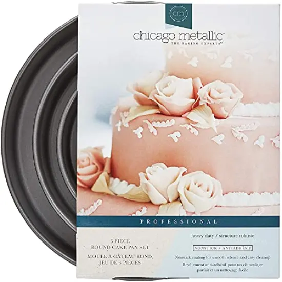 3 Piece Professional Non-StickRound Cake Pan Bakeware Set, Gray {3}