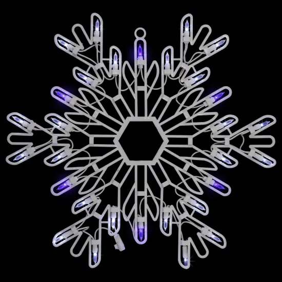 Northlight LED Lighted Snowflake Window Silhouette Christmas Decoration - 16" - Pure White and Blue {1}