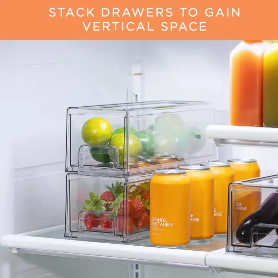 Sorbus Clear Stackable Pull-Out Refrigerator Organizer Bins - Food Storage Containers for Kitchen, Pantry, Freezer, & Fridge Organization and Storage (2 Pack | Small) {3}