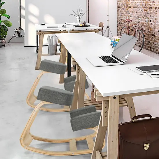 Ergonomic Kneeling Chair Rocking Office Desk Stool Upright Posture Grey {2}