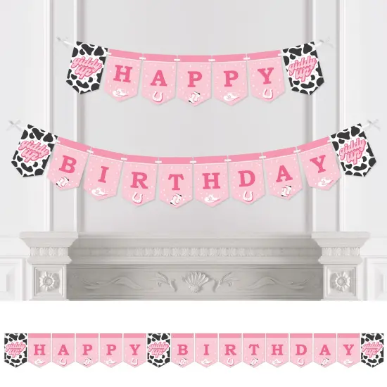 Big Dot of Happiness Rodeo Cowgirl - Pink Western Birthday Party Bunting Banner - Party Decorations - Happy Birthday {1}