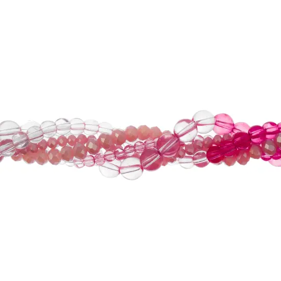 Crystal Lane DIY Pink Twilight Twisted Glass & Pearls Beads, 5 Strands {1}