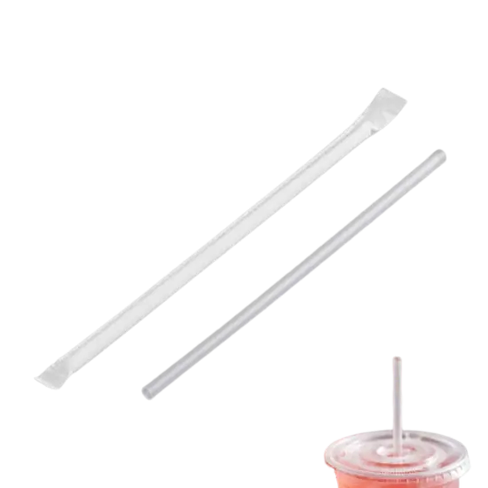 Kitcheniva Wrapped Jumbo Clear Party Straws 7 3/4" {3}