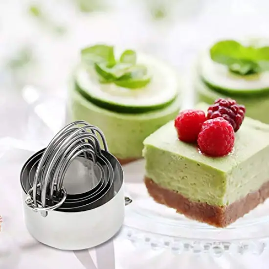 5 Pieces Circle Biscuit Cutter,Professional Stainless Steel Round Cookies Mold Tool with Ring Handle for Baking Pastry Doughnut {3}