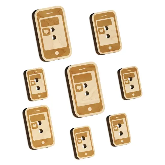 Mobile Tablet Phone Heart Text Message Wood Buttons for Sewing Knitting Crochet DIY Craft {7}