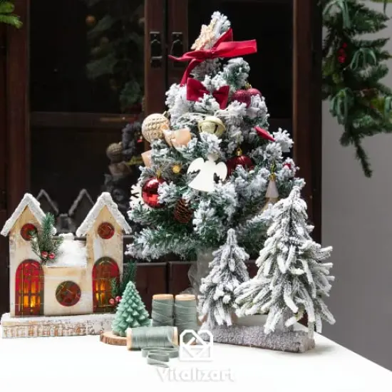 Dusty Green Velvet Ribbon Set 3/8"" x 15 Yards Wooden Spool Fabric Trim Eco-Friendly 3 Rolls * 5Yd for Christmas Wreath Decoration Handmade Craft Ornaments Gift Wrapping & Bow Making {4}