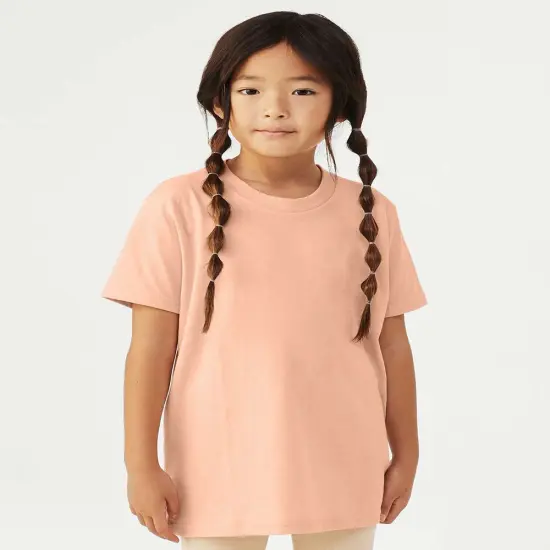 BELLA + CANVAS&reg; Youth CVC Jersey Crew Neck Tee - 3001YCVC Heather peach {1}