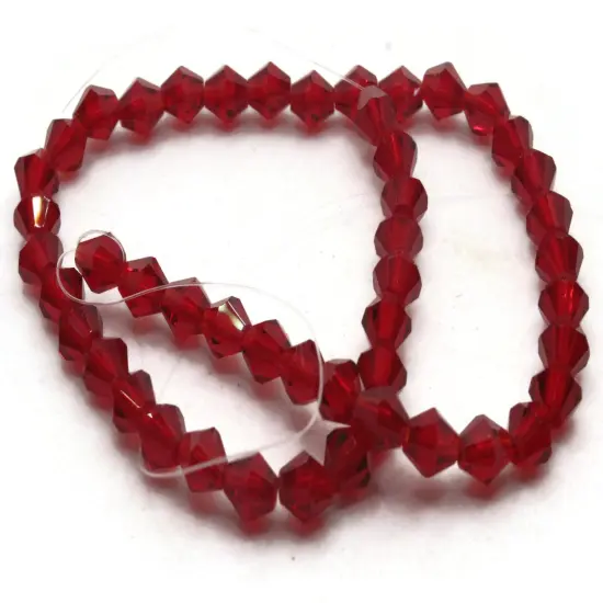 49 6mm Red Glass Faceted Bicone Beads {1}