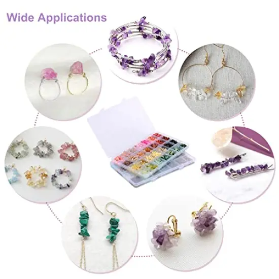 1800 pieces 56 Colors Crystal Beads, Ring Making Kit, Gemstone Chip Beads Irregular Natural Stone with Jewelry Making Supplies for DIY Craft Bracelet Necklace Earrings, Craft Gifts {4}