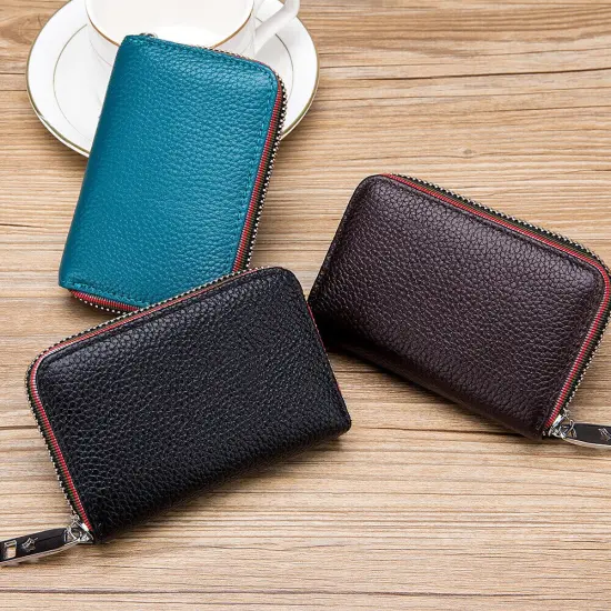 Kitcheniva Unisex Leather Zipper Wallet Red {6}