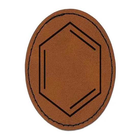 Benzene Ring for Organic Chemistry Science Round Iron-On Engraved Faux Leather Patch Applique - 2.5" Brown {1}