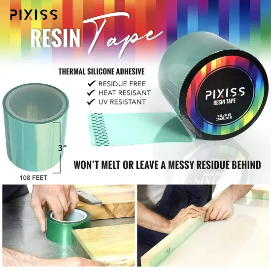 Pixiss 2 Pk Epoxy Resin Tape Mold Release Tuck Tape for Epoxy Resin - Extra Wide Polyester Tape for Resin UV Tape Release Film, Tape for Epoxy Resin Molding Easy Peeling {4}