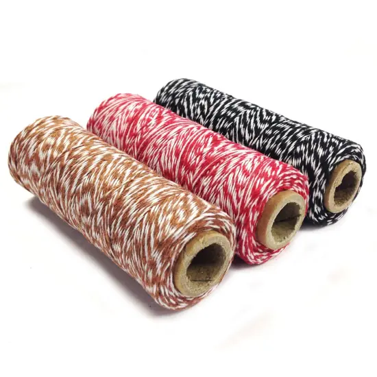 Wrapables Cotton Baker's Twine 4ply 330 Yards (Set of 3 Spools x 110 Yards) for Gift Wrapping, Party Decor, and Arts and Craft (Black, Red, Brown) {2}