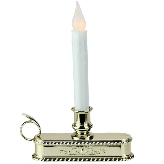Northlight LED C5 Flickering Christmas Candle Lamp with Handle Base - 8.75" White {1}