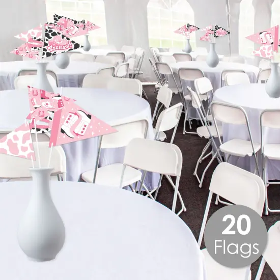 Big Dot of Happiness Rodeo Cowgirl - Triangle Pink Western Party Photo Props - Pennant Flag Centerpieces - Set of 20 {3}