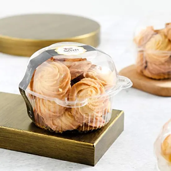 150 Pieces Individual Cupcake Holder, Thick Clear Plastic Dome Single Cupcake Carrier Muffin Container Holders Cases Boxes Cups for Sandwich, Hamburgers, Fruit, Salad, Party Favor Cake {5}