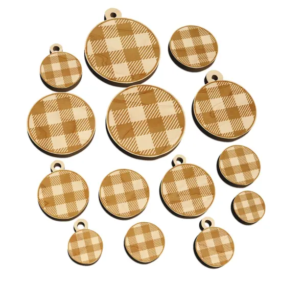 Buffalo Plaid Pattern Mini Wood Shape Charms Jewelry DIY Craft {7}