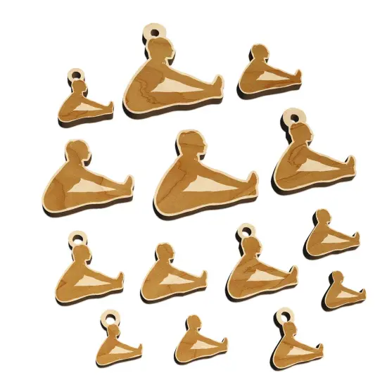 Yoga Seated Forward Bend Pose Mini Wood Shape Charms Jewelry DIY Craft {7}
