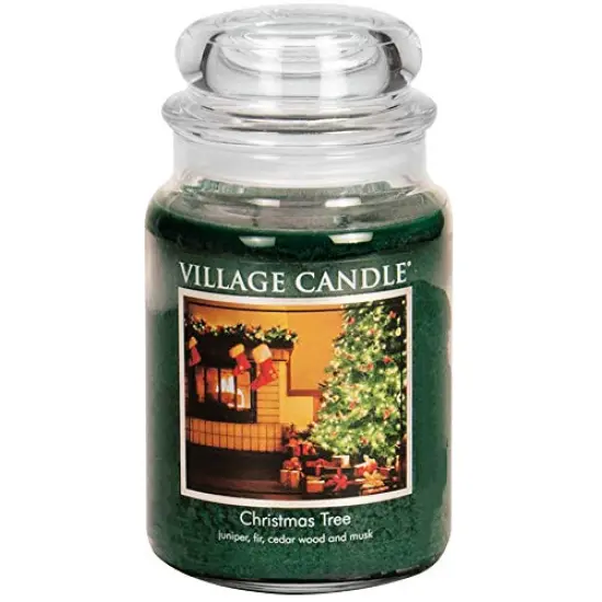 Christmas Tree Large Glass Apothecary Jar Scented Candle, (26oz), Green {2}