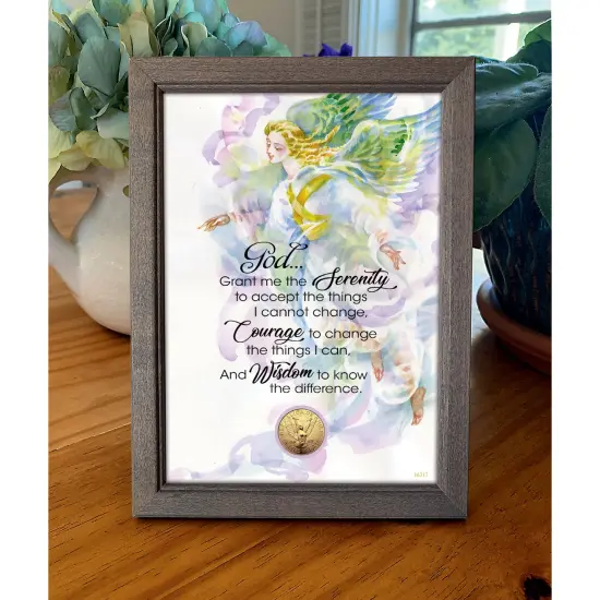 Serenity Prayer With Angel Coin in 5x7 Frame {2}