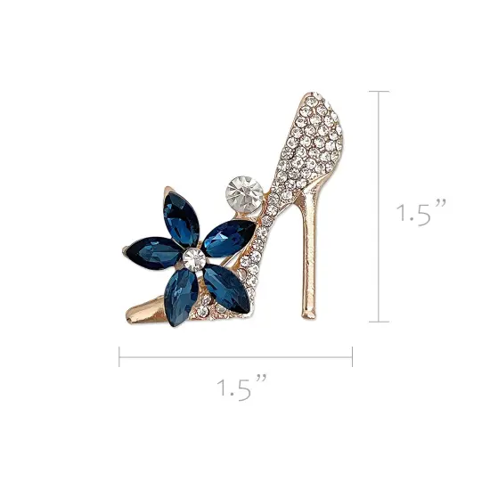 Wrapables Crystal Rhinestone High Heel Shoe Brooch Pin, Blue {2}