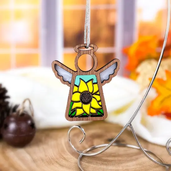 3.5" (H) Sunflower Ornament - Handcrafted in Texas - Mother's Angels® Angel Wings Figurine {5}