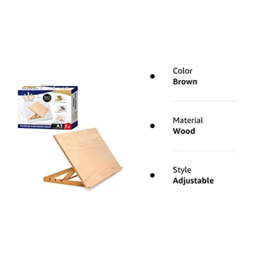 Adjustable Wood Desk Table -Light Weight, Easel with Strong Support {3}