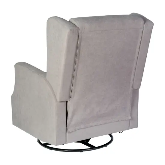 Merrick Lane Abby 3-in-1 Wingback Manual Recliner Rocker Swivel Glider Chair Light Gray {4}