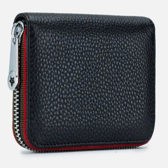Kitcheniva Unisex Leather Zipper Wallet Black {1}