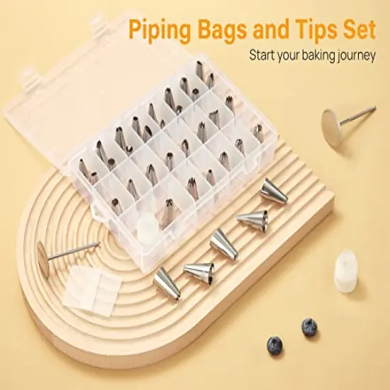 42 pcs Piping Bags and Tips Set, Cake Decorating Supplies Kits for Baking with 36 Numbered Frosting Icing Tips, 2 Reusable Pastry Bags, Easy Carry Storage Box and Other Baking Tools {4}
