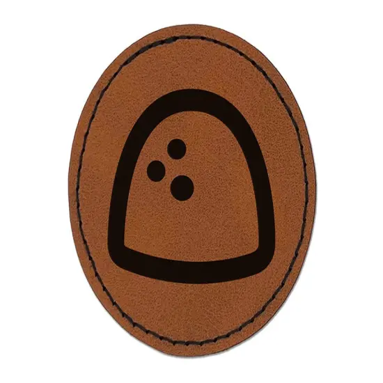 Gumdrop Candy Round Iron-On Engraved Faux Leather Patch Applique - 2.5" Brown {1}