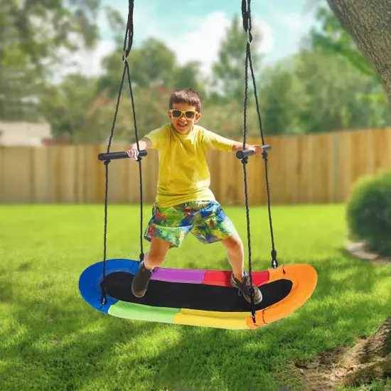 Adjustable Kids Camouflage Surf Swing with Oval Platform Multicolored {2}